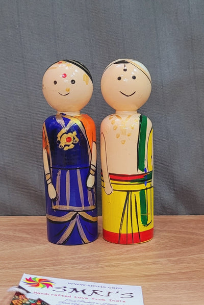 Wooden couple Indian Doll 4 inch Show piece