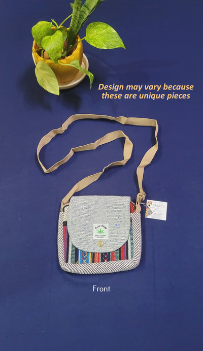Hemp cotton sling Hand Bag shoulder Bag Handmade 