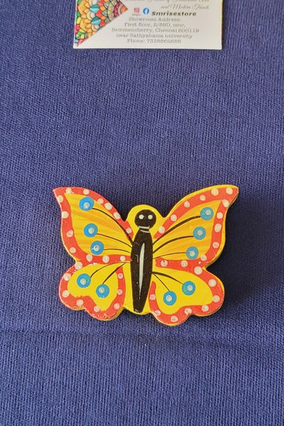 Butterfly shaped wooden Magnet for fridge Indian Handmade