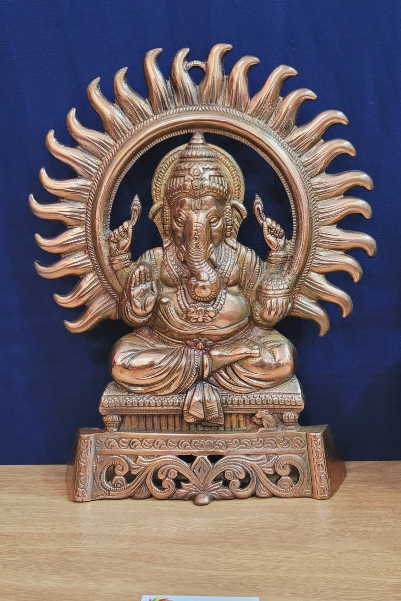 Ganesha copper coated aluminum idol wall table decor