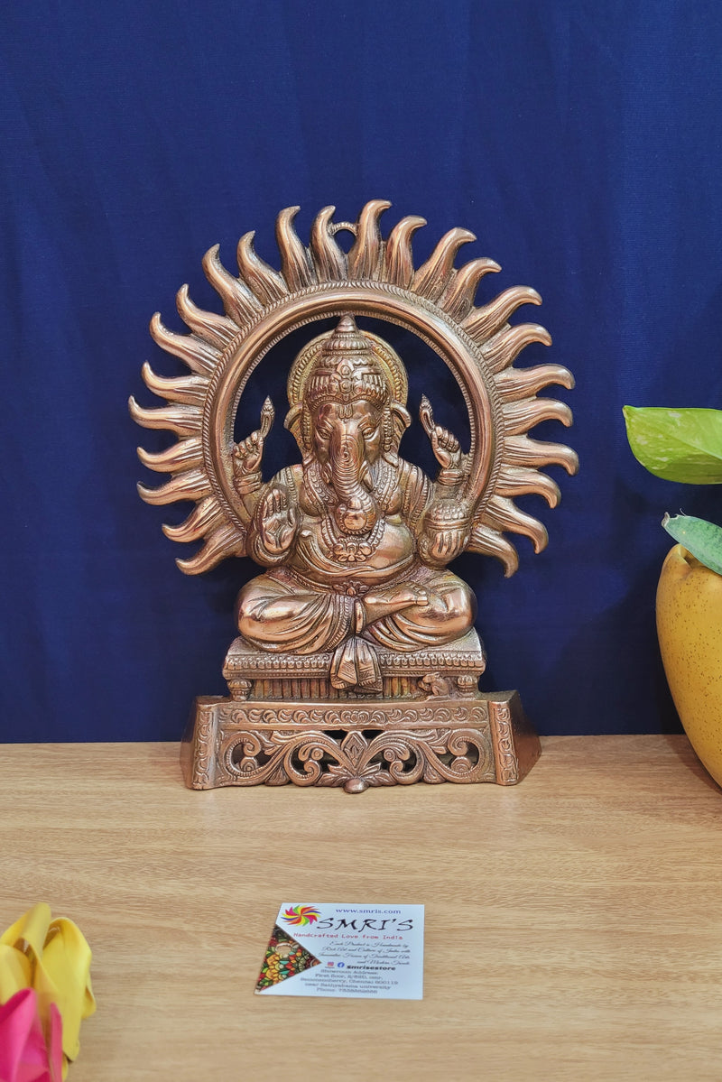 Lord Ganesha Statue / wall decor (9L * 2W * 11H ) inches copper coated aluminum idol table decor wall decor pooja decor