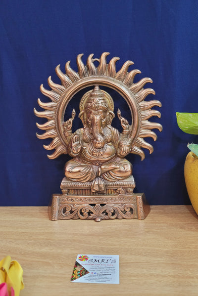 Lord Ganesha Statue / wall decor (9L * 2W * 11H ) inches copper coated aluminum idol table decor wall decor pooja decor
