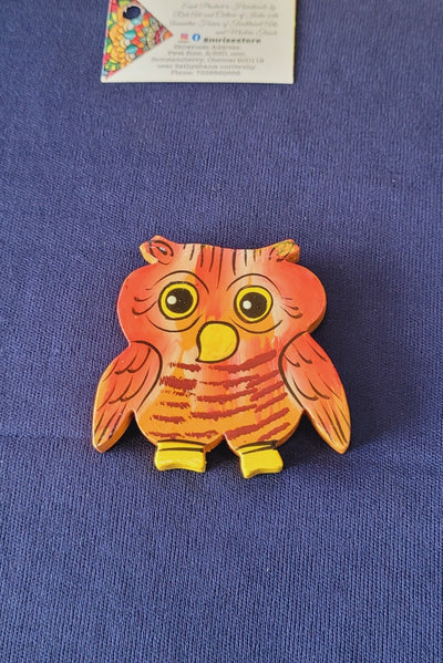 Owl shaped wooden Magnet for fridge Indian Handmade