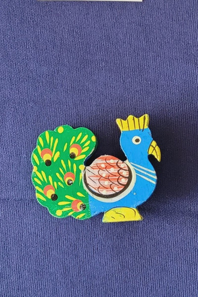 Peacock shaped wooden Magnet for fridge Indian Handmade