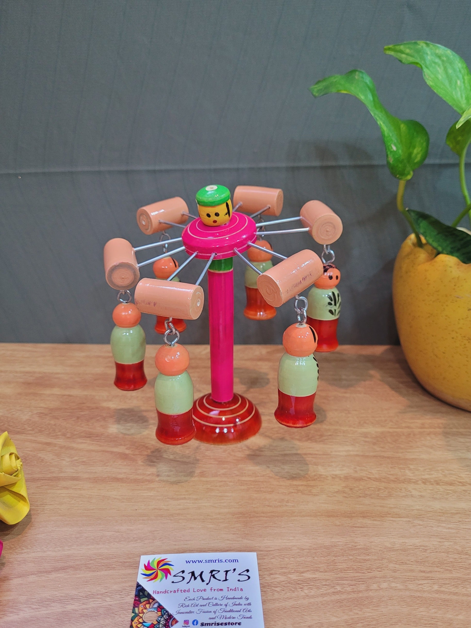 Wooden Toy Merry Go Round for kids traditional Indian Handicraft