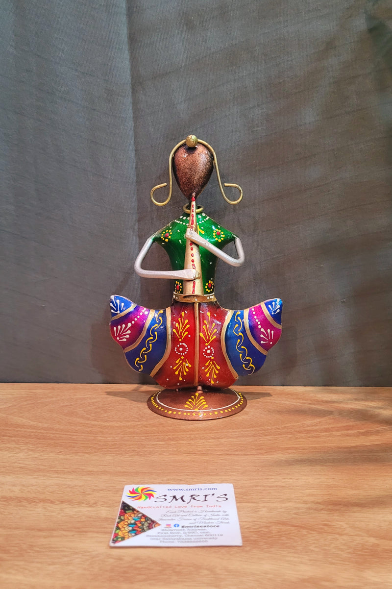 Small musician Lady with Nadaswaram Table decor show piece Iron ( 7 H * 5L * 3 W ) Inches