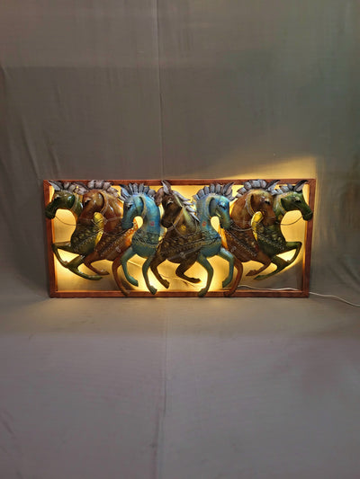 7 Horse Multicolors Big Frame with Led ( 20 H * 44 L * 1 W )