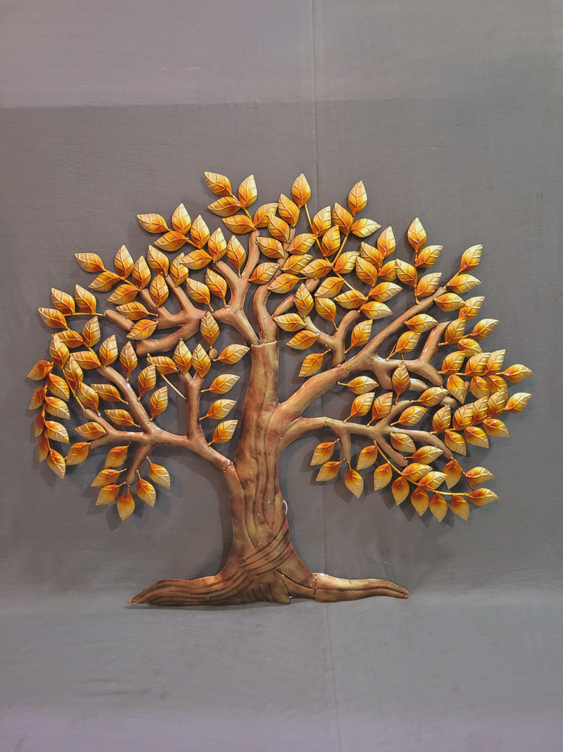 Golden leaves Tree with LED ( 33H * 38L * 1.5W ) inches metal wall decor living room decor office room decor gifting and home decorations