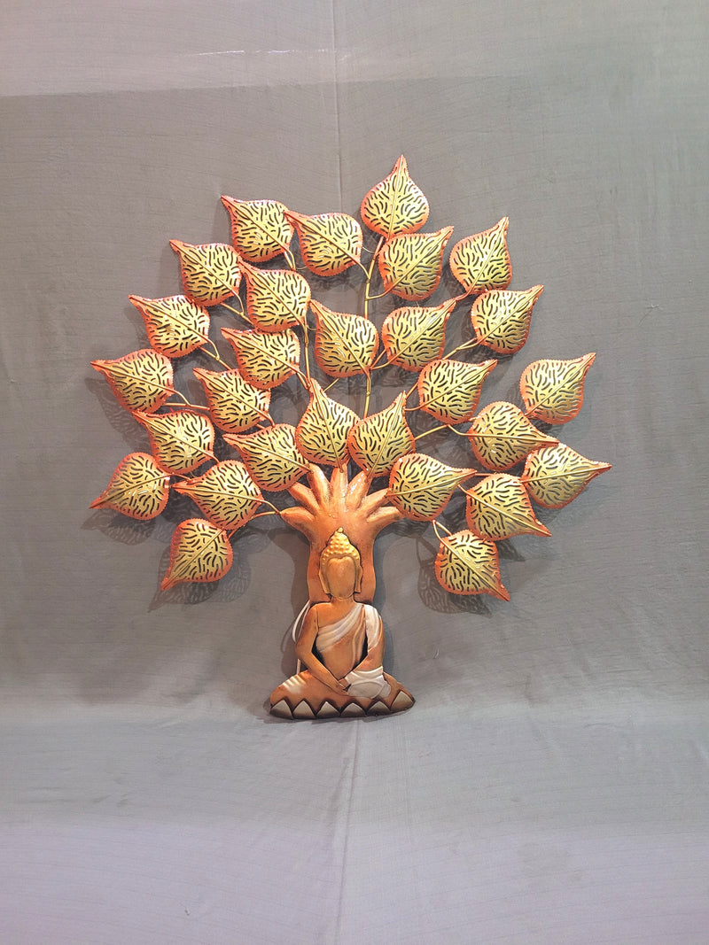 Buddha Tree Big leaves with LED Medium Size wall decor ( 33H * 30.5L * 2W ) inches iron living room decor office room decor gifting and home decorations