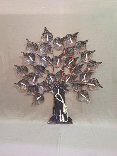 Buddha Tree Big leaves with LED Medium Size wall decor ( 33H * 30.5L * 2W ) inches iron living room decor office room decor gifting and home decorations