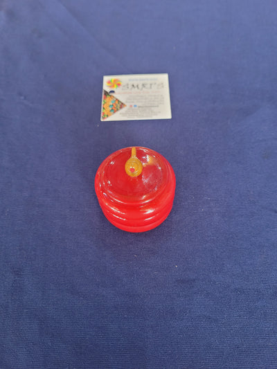 Natural wooden Kumkum Box Red with parrot cute on top pooja decor return gifts plate decoration ( 2 H * 2 L * 2 W ) inches