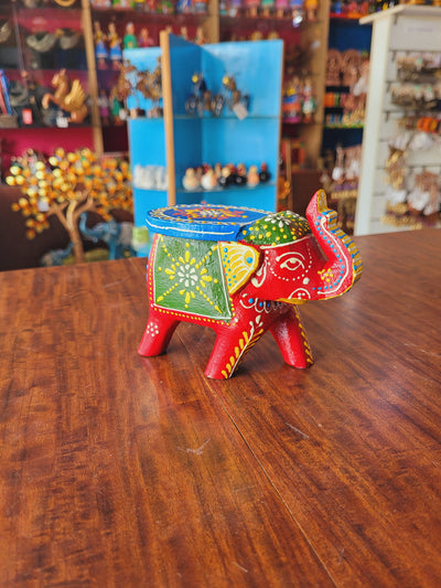 Cute wooden Small elephant stool Hand painted Hand made decor Home decor Pooja decor show piece Length 5 inch width 3 inch Height 4 inch