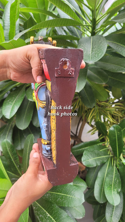 Victory Rearing Horse Wall Bracket / Corbel Pastel Blue Mahogany Wood Carving Traditional Chettinad Indian Handicrafts (12 H x 10 L x 3 W inches)
