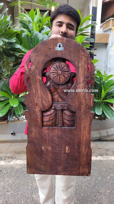 Lord Prabha Ganesha / Vinayagar Wooden Statue Sculpture & wall decor Idol Rosewood Colour 24 Inch Design 1 Vaagai Wooden Carving Pooja Idol Table Decor Traditional Chettinad Indian Handicrafts (24H x 12L x 4W Inches)