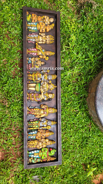 Srinivasa Kalyanam 4 Feet Wooden Wall Panel Frame Wall Hanging Mahogany Wood Carving Traditional Chettinad Indian Handicrafts Puja Room Decor House Warming Gifts (12H x 48L x 2W Inches)
