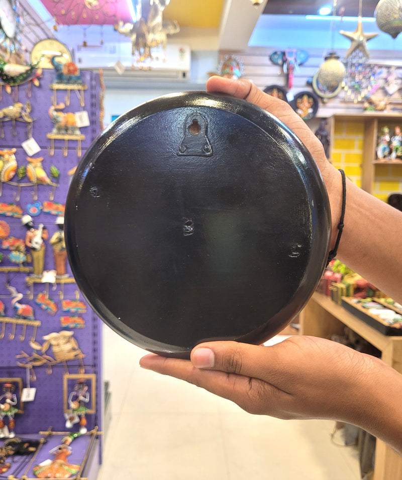 Wooden Pichwai Painting Wall Plate Hand Painted Cow Multicolour 8 Inch Design 8 Solid Wood Indian Handicrafts (8H x 8L x 1W Inches)