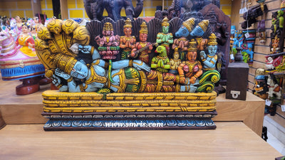 Ananthasayanam Ranganathar Perumal Vishnu Wooden Carving Indian Handicrafts Srirangam Temple wall decor Tamilnadu Handicrafts (15 H x 24 L x 2 W inches)