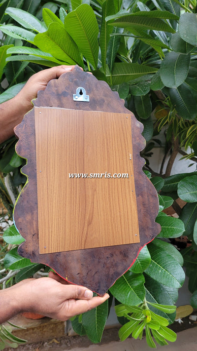 Annam/ Annapakshi With Lotus Wall Mirror Frame Chettinad Mahogany Wood Carving Traditional Chettinad Handicrafts ( 18H* 11L* 1W Inches )