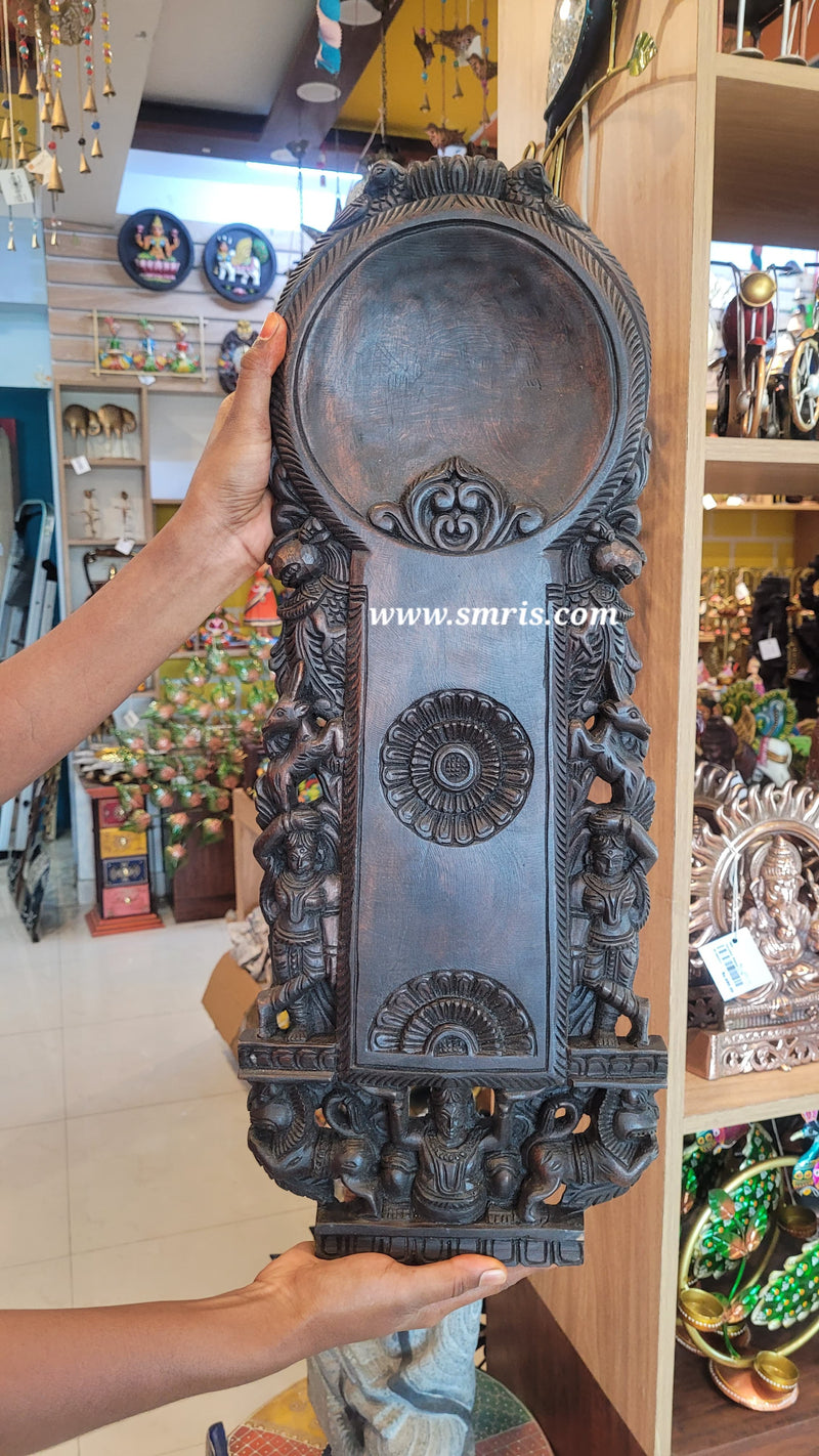 Aruvamanai / traditional indian Vegetabe Cutter Wooden wall decor show piece  Rosewood Colour Mahogany Wood Carving Traditional Chettinad Handicrafts (24H * 9.5L * 2W Inches)