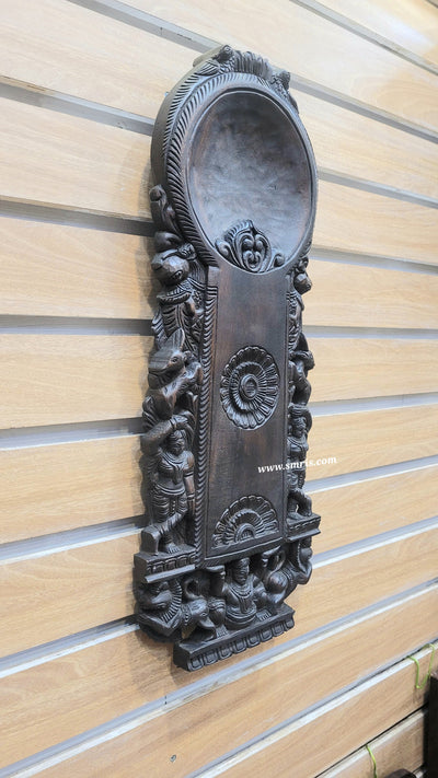 Aruvamanai / traditional indian Vegetabe Cutter Wooden wall decor show piece  Rosewood Colour Mahogany Wood Carving Traditional Chettinad Handicrafts (24H * 9.5L * 2W Inches)