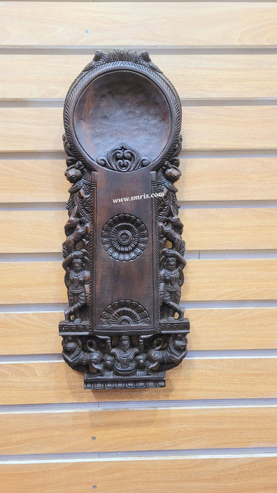 Aruvamanai / traditional indian Vegetabe Cutter Wooden wall decor show piece  Rosewood Colour Mahogany Wood Carving Traditional Chettinad Handicrafts (24H * 9.5L * 2W Inches)