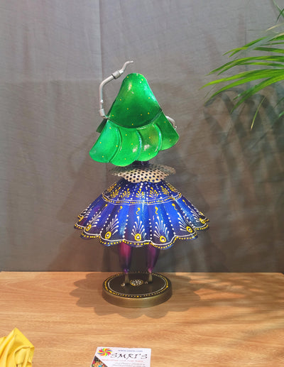 Rajasthani Iron Blue Flared Skirt Dancer Big Doll ( 13 H * 7 L * 7 W ) Inches Show piece Table decor