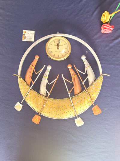 Four Men Rowing Boat Wall Clock 16 inch Height x 16 inch width Iron wall decor