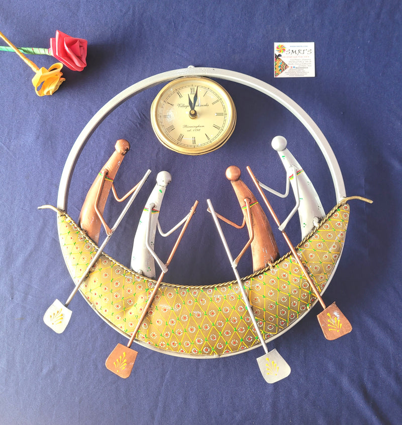 Cool Rowing Clock Four Men Rowing Boat Wall Clock 16 inch Height x 16 inch width Iron wa ...