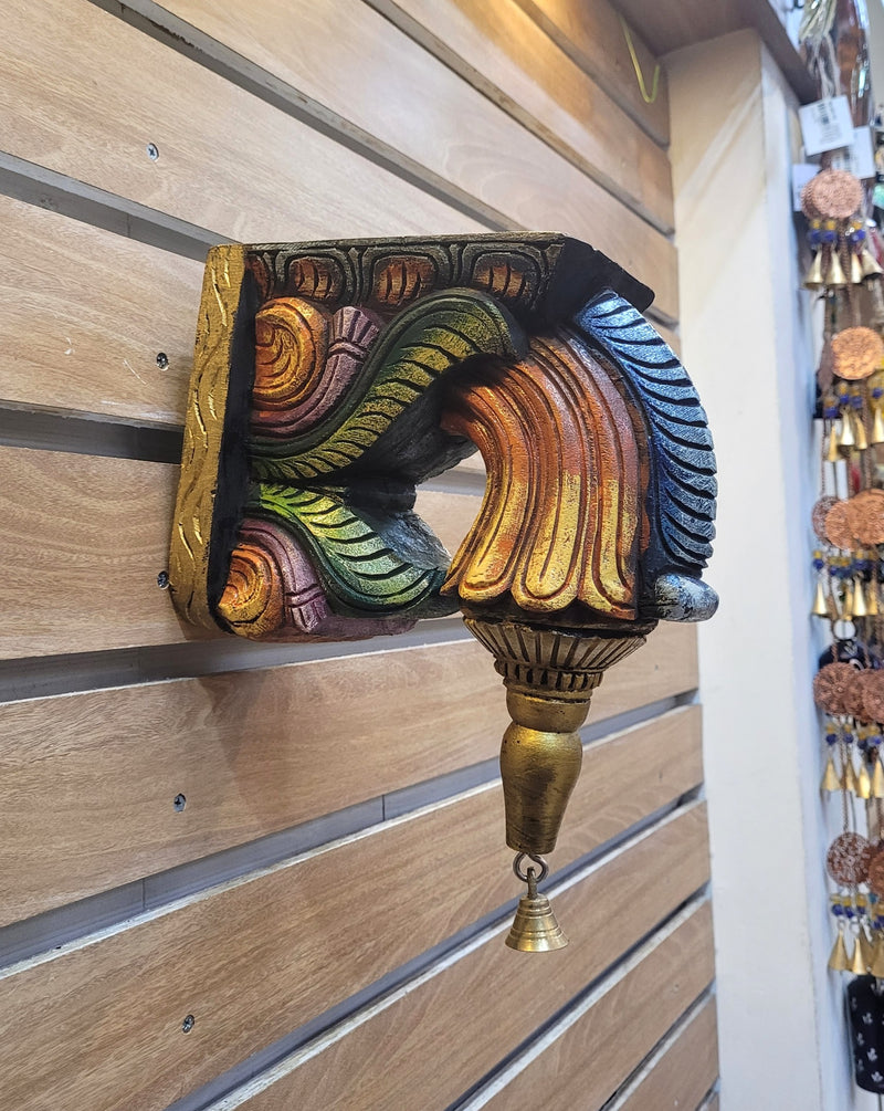 Bodhil Wall Bracket / Corbel Mahogany Small 9 inch Design 2 Wooden Carving Wall Hanging Decor Traditional Indian Handicrafts ( 10 H * 9 L * 4 W ) inches