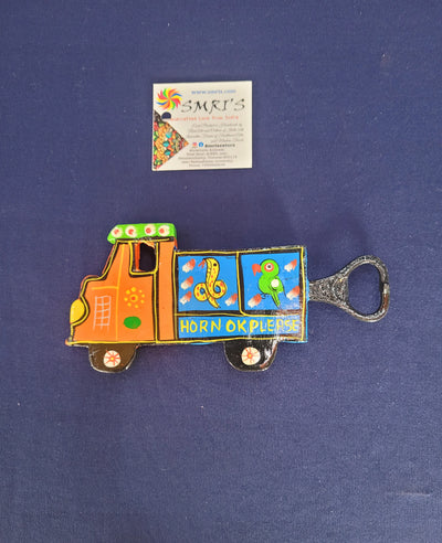 Wooden Truck Shaped Bottle Opener and Fridge Magnet Return Gifts Indian Handicrafts (3H * 6.5L * 0.5W) Inches