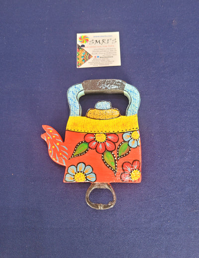 Wooden Kettle Shaped Bottle Opener and Fridge Magnet Return Gifts Indian Handicrafts (6H * 4.5L * 0.5W) Inches