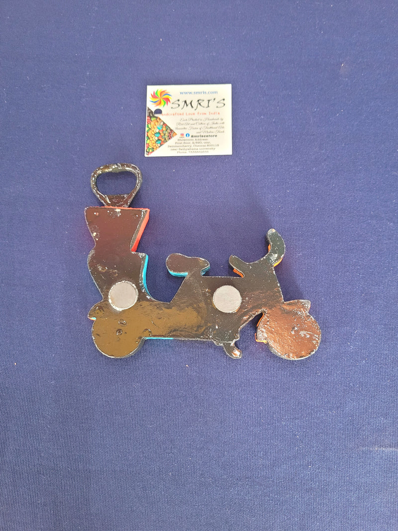 Wooden Scooter Shaped Bottle Opener and Fridge Magnet Return Gifts Indian Handicrafts (5.5H * 5L * 0.5W) Inches