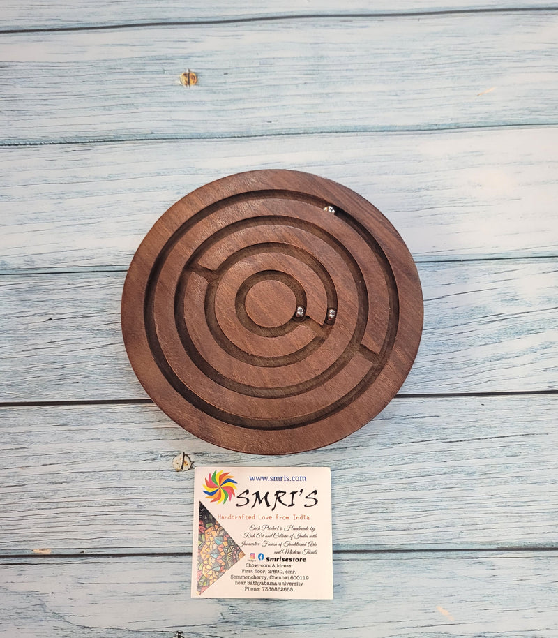 Brown Hardwood round puzzle Ball Game 6 inch length Wooden eco friendly Toys