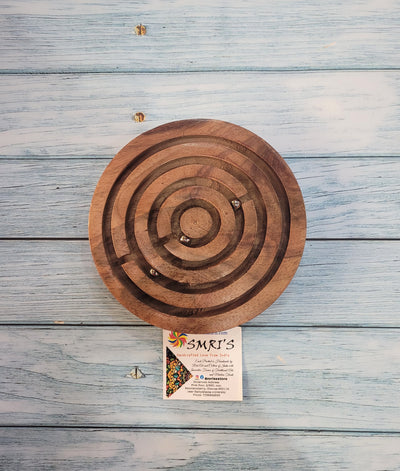 Brown Hardwood round puzzle Ball Game 5 inch length Wooden eco friendly Toys