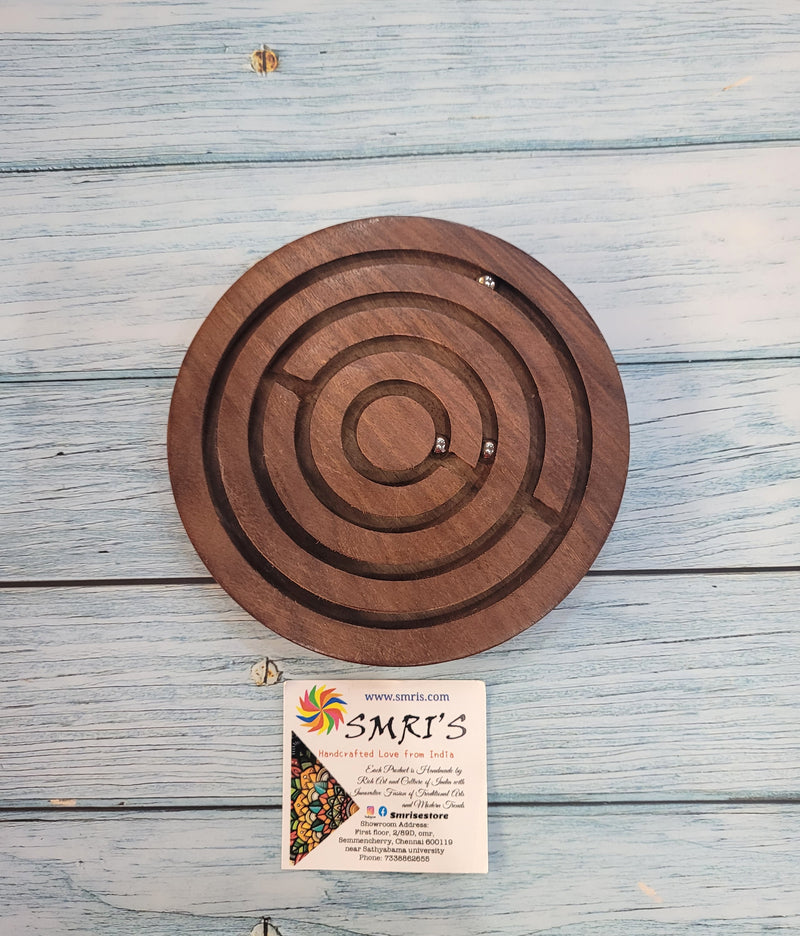 Brown Hardwood round puzzle Ball Game 6 inch length Wooden eco friendly Toys