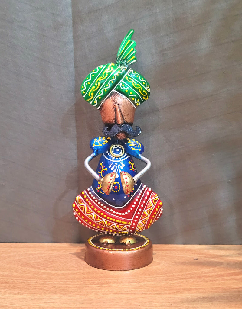 Cute Rajasthani Musician blue men with symbol Table decor show piece Iron ( 8H * 3.5L * 2.5W ) inches