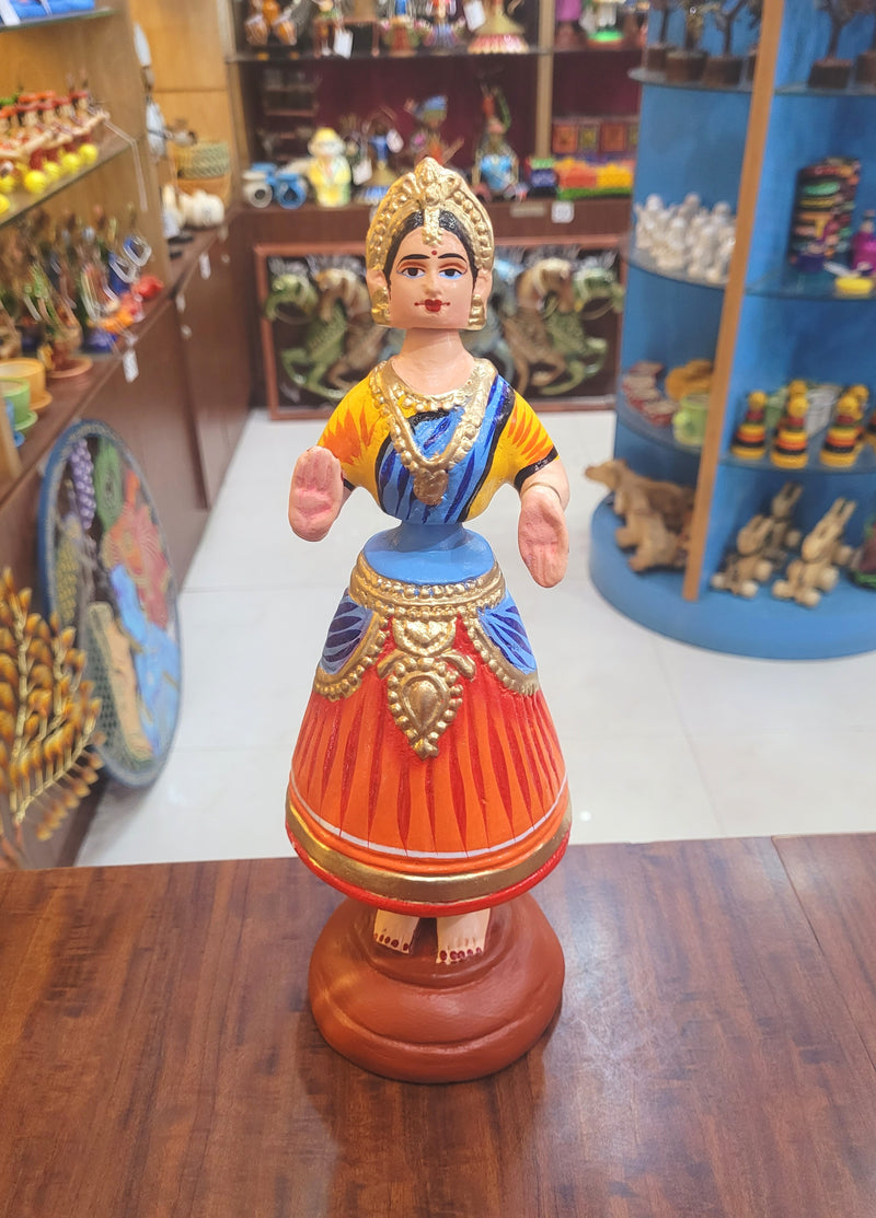 Diamond Dancing Doll 12 inch Big yellow with Blue (12 H * 4.5 L * 4.5 W) inch Paper mache Thanjavur thalayatti bommai dancing doll