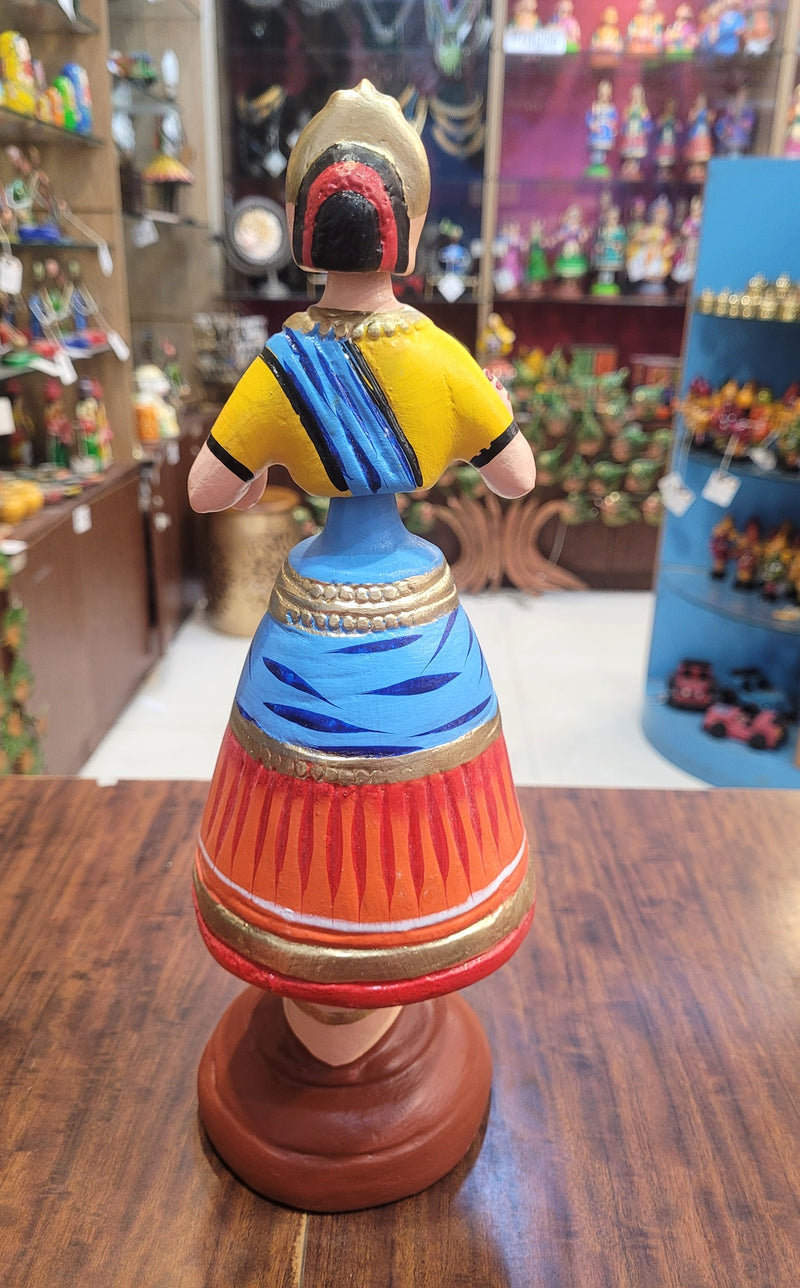 Diamond Dancing Doll 12 inch Big Orange with Blue & Yellow  (12 H * 4.5 L * 4.5 W) inch Paper mache Thanjavur thalayatti Bommai Tanjore Dancing Doll (Copy) (Copy) (Copy) (Copy) (Copy)