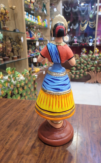 Diamond Dancing Doll 12 inch Big Yellow with Blue & Red  (12 H * 4.5 L * 4.5 W) inch Paper mache Thanjavur thalayatti Bommai Tanjore Dancing Doll (Copy) (Copy) (Copy) (Copy)