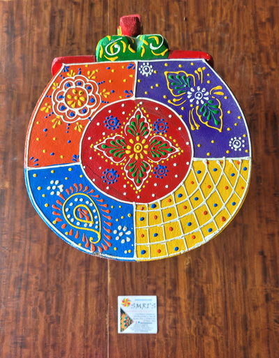 Wooden Elephant Stool Multicolour Design 2 (8H x 10.5L x 8W Inches) Indian Handicrafts Home Decor Pooja Decor Foyer Decor