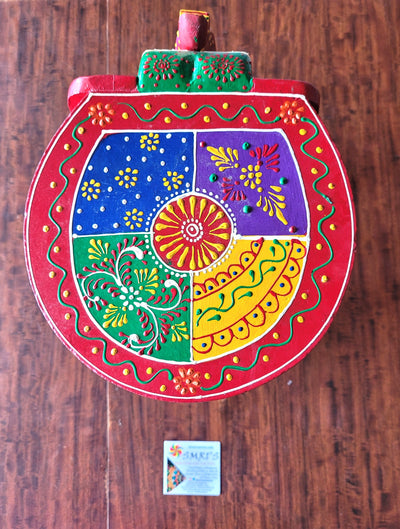 Wooden Elephant Stool Multicolour Design 3 (8H x 10.5L x 8W Inches) Indian Handicrafts Home Decor Pooja Decor Foyer Decor