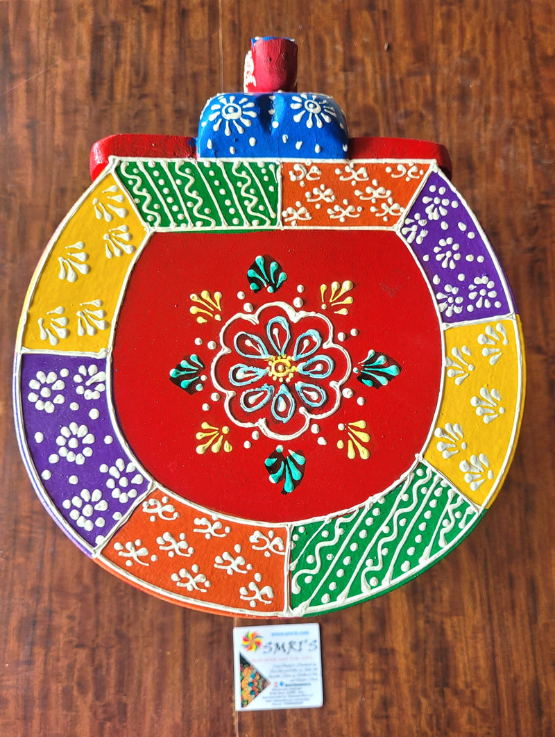Wooden Elephant Stool Multicolour Design 4 (8H x 10.5L x 8W Inches) Indian Handicrafts Home Decor Pooja Decor Foyer Decor