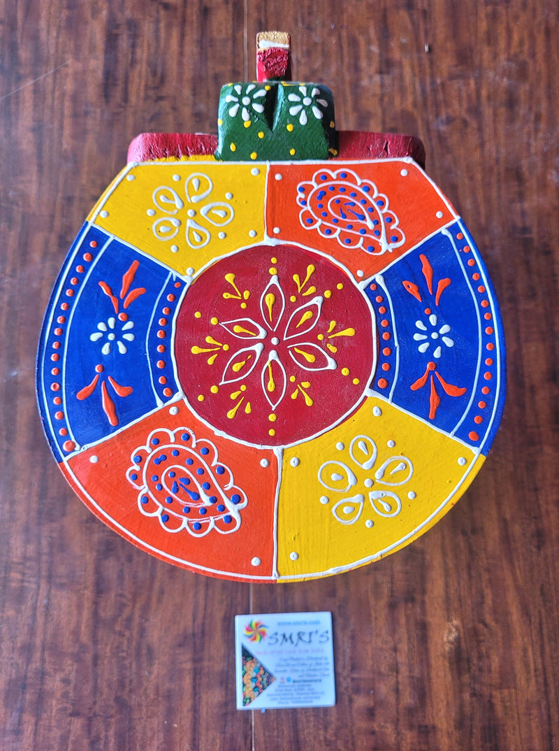 Wooden Elephant Stool Red with Multicolour Design 1 (6H x 9L x 6.5W Inches) Indian Handicrafts Home Decor Pooja Decor Foyer Decor