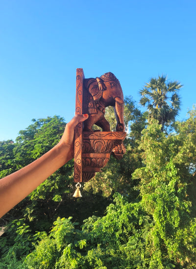 Elephant Wood Carving Wall bracket / Corbel traditional Chettinad Handicrafts Natural Wood