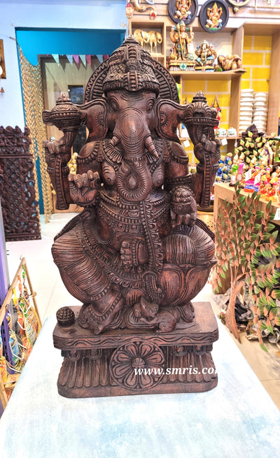 Wooden sculpture of Lord Ganesha 