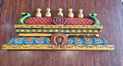 Gopuram Wood Carving Wall Hanging Customized Size and Color Mahogany Wood Pooja Room Entrance Door Traditional Chettinad Indian Handicrafts