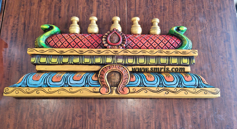 Gopuram Wood Carving Wall Hanging Customized Size and Color Mahogany Wood Pooja Room Entrance Door Traditional Chettinad Indian Handicrafts