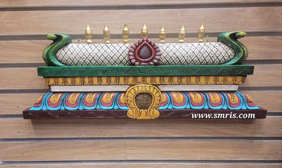Gopuram Wood Carving Wall Hanging Customized Size and Color Mahogany Wood Pooja Room Entrance Door Traditional Chettinad Indian Handicrafts