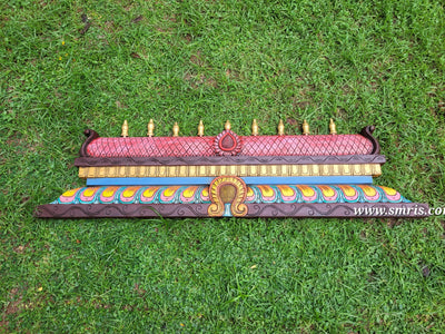 Gopuram Wood Carving Wall Hanging Customized Size and Color Mahogany Wood Pooja Room Entrance Door Traditional Chettinad Indian Handicrafts