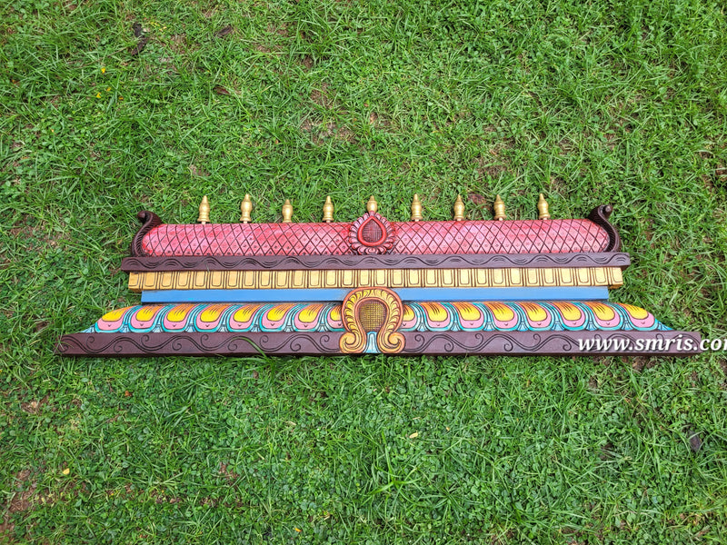Gopuram Wood Carving Wall Hanging Customized Size and Color Mahogany Wood Pooja Room Entrance Door Traditional Chettinad Indian Handicrafts